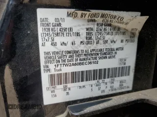 2011 Ford F-250 XL with VIN 1FT7W2A60BEC36102, listed as a Copart auction lot 81842894 with Not Provided miles and Salvage Title. Bid and sale history available at carsss.com. Image 12.