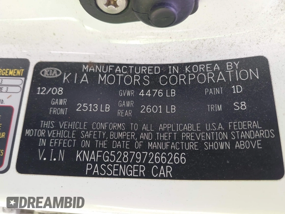 2009 Kia Rondo LX with VIN KNAFG528797266266, listed as a IAAI auction lot 41904944 with 139,028 mi miles. Bid and sale history available at carsss.com. Image 9.