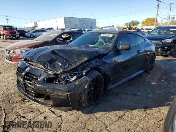 2024 BMW M4 Competition xDrive with VIN WBS43AZ03RCN56860, listed as a Copart auction lot 75937104 with 0 mi miles and Salvage Title. Bid and sale history available at carsss.com. Image 1.