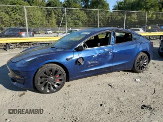 2023 Tesla Model 3 Performance with VIN 5YJ3E1EC2PF669938, listed as a Copart auction lot 70223194 with 0 mi miles and Salvage Title. Bid and sale history available at carsss.com. Image 1.