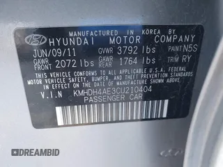 2012 Hyundai Elantra Limited с VIN KMHDH4AE3CU210404, выставлен на аукционе IAAI как лот 41157978 с пробегом 160 493 миль миль и . История ставок и продаж доступна на DreamBid. Изображение 9.