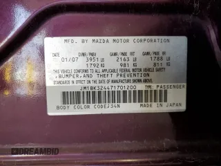 2007 Mazda 3 S Touring with VIN JM1BK324471701200, listed as a Copart auction lot 49267535 with 108,729 mi miles and Salvage Title. Bid and sale history available at DreamBid. Image 12.