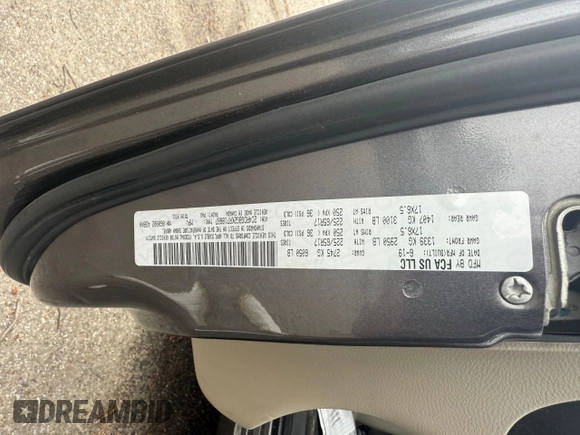 2019 Dodge Grand Caravan SE with VIN 2C4RDGBG2KR718687, listed as a Copart auction lot 55877605 with 199,604 mi miles and Clean Title. Bid and sale history available at DreamBid. Image 10.