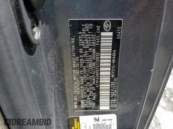 2007 Toyota Solara SE с VIN 4T1FA38P07U110832, выставлен на аукционе Copart как лот 56928905 с пробегом 226 939 миль миль и Списание • Salvage title. История ставок и продаж доступна на DreamBid. Изображение 12.