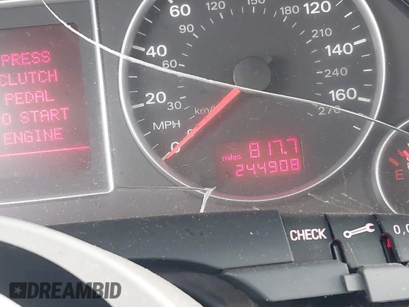 2006 Audi A4 2.0T with VIN WAUKF78E76A075231, listed as a IAAI auction lot 40491397 with 244,908 mi miles and . Bid and sale history available at DreamBid. Image 7.