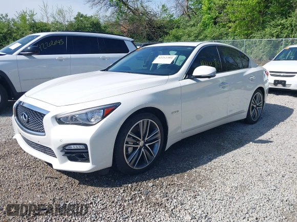 2014 Infiniti Q50 Hybrid Sport with VIN JN1AV7AR0EM703550, listed as a IAAI auction lot 42212384 with 79,308 mi miles and . Bid and sale history available at carsss.com. Image 19.