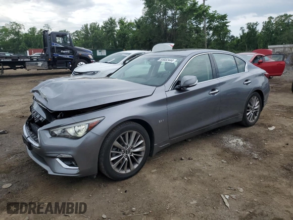 2018 Infiniti Q50 2.0t LUXE with VIN JN1CV7AR5JM280094, listed as a Copart auction lot 55852444 with 41,796 mi miles and Salvage Title. Bid and sale history available at carsss.com. Image 1.