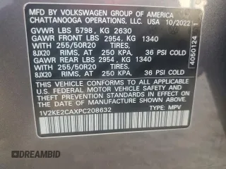 2023 Volkswagen Atlas SE с VIN 1V2KE2CAXPC208632, выставлен на аукционе Copart как лот 78343674 с пробегом 25 009 миль миль и Списание • Salvage title. История ставок и продаж доступна на DreamBid. Изображение 15.