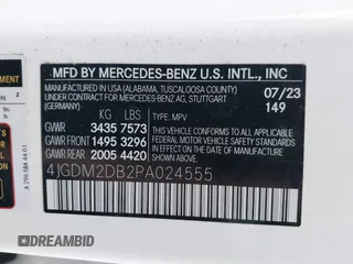 2023 Mercedes-Benz EQS 450+ z VIN 4JGDM2DB2PA024555, wystawiony jako IAAI lot #41522294 z przebiegiem 11 093 mil mil oraz . Historia ofert i sprzedaży dostępna na DreamBid. Obrazek 9.