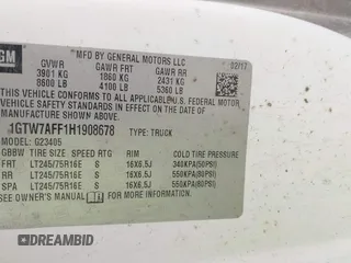 2017 GMC Savana Cargo Van with VIN 1GTW7AFF1H1908678, listed as a IAAI auction lot 41730848 with 145,022 mi miles. Bid and sale history available at carsss.com. Image 9.