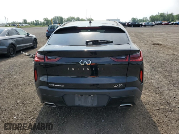 2022 Infiniti QX55 Sensory with VIN 3PCAJ5L30NF101911, listed as a Copart auction lot 65155474 with 57,589 mi miles and Salvage title. Bid and sale history available at DreamBid. Image 6.