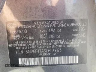 2020 Hyundai Sonata SEL z VIN 5NPEF4JA3LH039126, wystawiony jako Copart lot #58336125 z przebiegiem 57 370 mil mil oraz Szkoda całkowita • Salvage title. Historia ofert i sprzedaży dostępna na DreamBid. Obrazek 13.