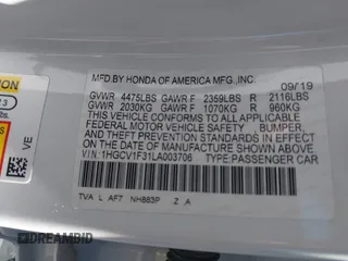 2020 Honda Accord Sport with VIN 1HGCV1F31LA003706, listed as a IAAI auction lot 42626232 with 67,758 mi miles and . Bid and sale history available at DreamBid. Image 9.