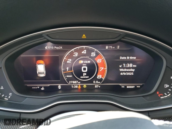 2020 Audi SQ5 Premium Plus with VIN WA1B4AFY6L2015167, listed as a Copart auction lot 52133585 with 27,887 mi miles and Salvage Title. Bid and sale history available at DreamBid. Image 9.
