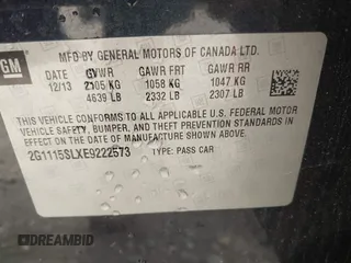 2014 Chevrolet Impala LT with VIN 2G1115SLXE9222573, listed as a IAAI auction lot 42119082 with 147,011 mi miles and . Bid and sale history available at DreamBid. Image 9.