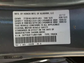 2018 Honda Ridgeline RTL-E с VIN 5FPYK3F71JB011506, выставлен на аукционе Copart как лот 47356485 с пробегом 91 204 миль миль и Списание • Salvage title. История ставок и продаж доступна на DreamBid. Изображение 13.