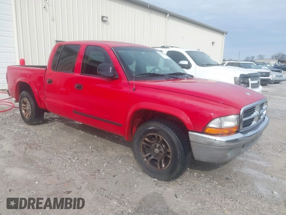 2004 Dodge Dakota SLT with VIN 1D7HL48N44S708625, listed as a IAAI auction lot 41552527 with 337,535 mi miles. Bid and sale history available at carsss.com. Image 1.