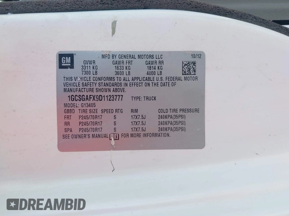 2013 Chevrolet Express Cargo with VIN 1GCSGAFX9D1123777, listed as a IAAI auction lot 42530340 with 232,340 mi miles and . Bid and sale history available at DreamBid. Image 9.