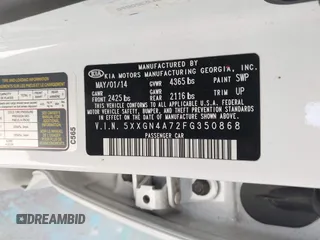 2015 Kia Optima EX z VIN 5XXGN4A72FG350868, wystawiony jako IAAI lot #42242887 z przebiegiem 222 208 mil mil oraz . Historia ofert i sprzedaży dostępna na DreamBid. Obrazek 9.