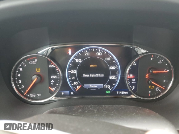 2021 GMC Acadia AT4 with VIN 1GKKNLLS3MZ206914, listed as a Copart auction lot 57458245 with 71,480 mi miles and Salvage title. Bid and sale history available at DreamBid. Image 9.