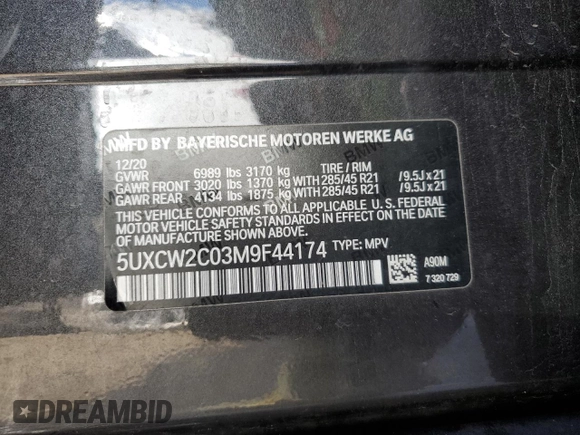 2021 BMW X7 xDrive40i with VIN 5UXCW2C03M9F44174, listed as a Copart auction lot 49767905 with 0 mi miles and Salvage Title. Bid and sale history available at carsss.com. Image 13.