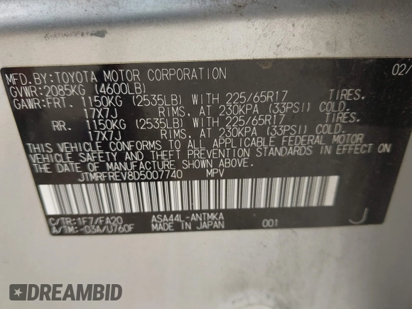 2013 Toyota RAV4 XLE с VIN JTMRFREV8D5007740, выставлен на аукционе IAAI как лот 42353643 с пробегом 163 683 миль миль и . История ставок и продаж доступна на DreamBid. Изображение 9.