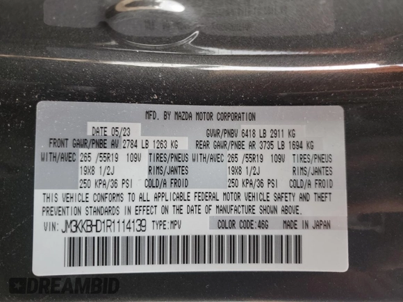 2024 Mazda CX-90 3.3 Turbo Preferred with VIN JM3KKBHD1R1114139, listed as a Copart auction lot 49285675 with 0 mi miles and Salvage Title. Bid and sale history available at carsss.com. Image 15.