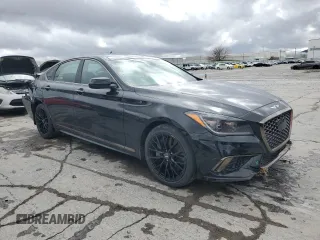 2018 Genesis G80 3.3T Sport with VIN KMHGN4JB0JU219098, listed as a Copart auction lot 46802975 with 134,690 mi miles and Salvage Title. Bid and sale history available at carsss.com. Image 4.