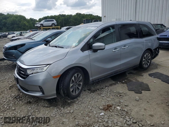 2021 Honda Odyssey EX-L with VIN 5FNRL6H79MB044718, listed as a Copart auction lot 65351134 with 28,888 mi miles and Salvage Title. Bid and sale history available at DreamBid. Image 1.