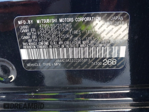 2018 Mitsubishi Outlander SE with VIN JA4AD3A33JZ055813, listed as a IAAI auction lot 41232885 with 126,457 mi miles and . Bid and sale history available at DreamBid. Image 9.