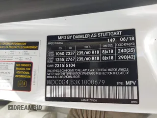 2019 Mercedes-Benz GLC 300 with VIN WDC0G4JB3K1000679, listed as a IAAI auction lot 42221925 with 91,005 mi miles and . Bid and sale history available at DreamBid. Image 9.