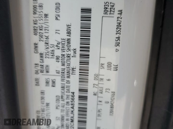 2018 Ford Transit z VIN 1FTYR2CMXJKA85664, wystawiony jako Copart lot #62708365 z przebiegiem Nie podano mil oraz Szkoda całkowita • Salvage title. Historia ofert i sprzedaży dostępna na DreamBid. Obrazek 13.