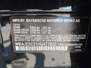 2017 BMW 5 Series 540i with VIN WBAJE5C31HG477822, listed as a IAAI auction lot 42174024 with 88,846 mi miles and . Bid and sale history available at carsss.com. Image 9.