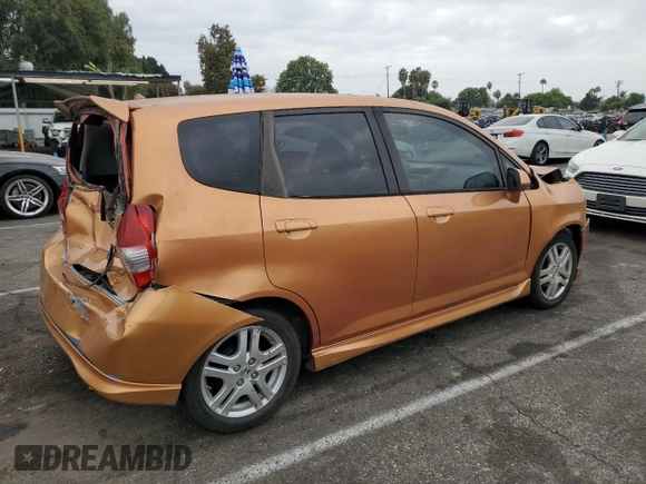 2008 Honda Fit Sport with VIN JHMGD386X8S035284, listed as a Copart auction lot 72399624 with 122,588 mi miles and Salvage Title. Bid and sale history available at carsss.com. Image 3.