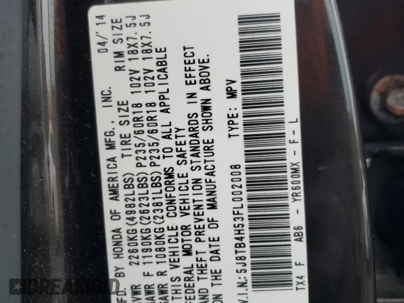 2015 Acura RDX Tech Pkg with VIN 5J8TB4H53FL002008, listed as a Copart auction lot 49764145 with 82,896 mi miles and Clean Title. Bid and sale history available at carsss.com. Image 13.