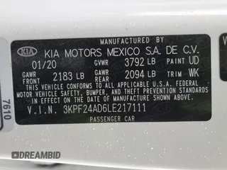 2020 Kia Forte LXS with VIN 3KPF24AD6LE217111, listed as a Copart auction lot 45230495 with 41,725 mi miles and Salvage Title. Bid and sale history available at carsss.com. Image 12.