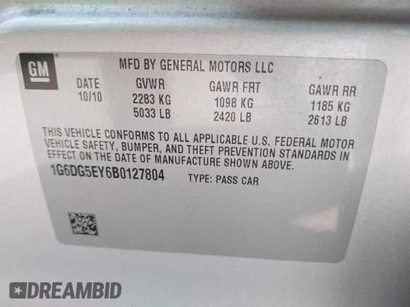 2011 Cadillac CTS Luxury with VIN 1G6DG5EY6B0127804, listed as a IAAI auction lot 42388166 with 204,767 mi miles and . Bid and sale history available at DreamBid. Image 9.