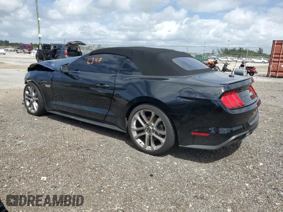 2023 Ford Mustang GT Premium with VIN 1FATP8FF2P5113423, listed as a Copart auction lot 47677974 with 6,347 mi miles and Salvage title. Bid and sale history available at DreamBid. Image 2.
