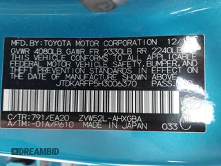 2017 Toyota Prius Plus z VIN JTDKARFP5H3006370, wystawiony jako IAAI lot #42247423 z przebiegiem 116 412 mil mil oraz . Historia ofert i sprzedaży dostępna na DreamBid. Obrazek 9.