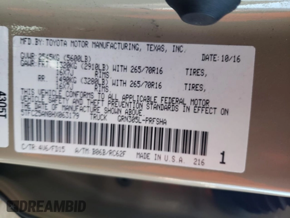 2017 Toyota Tacoma SR5 with VIN 5TFCZ5AN8HX063179, listed as a Copart auction lot 79604714 with 82,316 mi miles and Salvage Title. Bid and sale history available at DreamBid. Image 13.