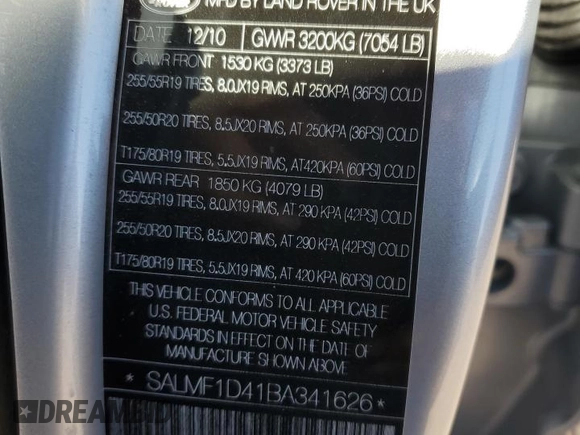 2011 Land Rover Range Rover HSE Lux z VIN SALMF1D41BA341626, wystawiony jako Copart lot #88231295 z przebiegiem 56 168 mil mil oraz Szkoda całkowita • Salvage title. Historia ofert i sprzedaży dostępna na DreamBid. Obrazek 14.