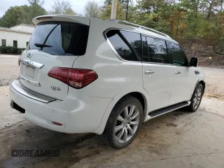 2012 Infiniti QX56 7-passenger with VIN JN8AZ2NE5C9017245, listed as a Copart auction lot 79654654 with 153,294 mi miles and Salvage Title. Bid and sale history available at carsss.com. Image 3.
