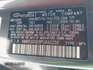 2023 Hyundai Palisade SEL с VIN KM8R2DGE8PU642250, выставлен на аукционе IAAI как лот 41872074 с пробегом 27 438 миль миль и . История ставок и продаж доступна на DreamBid. Изображение 9.