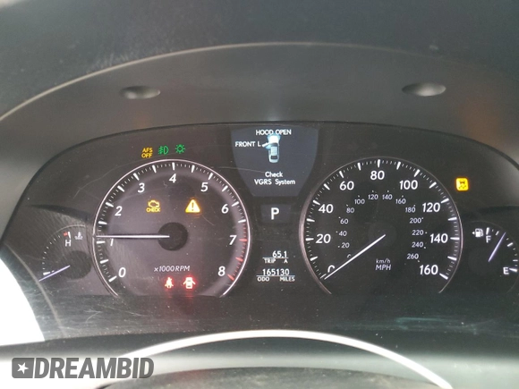 2010 Lexus LS 460 with VIN JTHBL5EF6A5097444, listed as a Copart auction lot 60158115 with 165,130 mi miles and Salvage title. Bid and sale history available at DreamBid. Image 9.