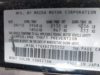 2013 Mazda 3 i SV with VIN JM1BL1TGXD1725152, listed as a IAAI auction lot 42036140 with 133,462 mi miles. Bid and sale history available at carsss.com. Image 9.