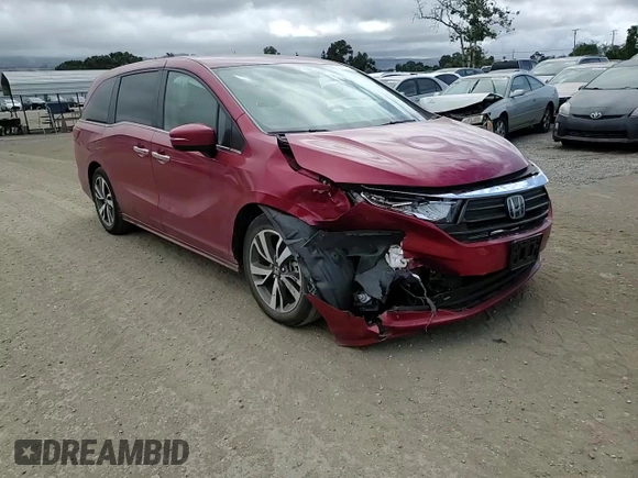 2022 Honda Odyssey Touring with VIN 5FNRL6H85NB067178, listed as a Copart auction lot 56577315 with 22,184 mi miles and Salvage title. Bid and sale history available at DreamBid. Image 14.