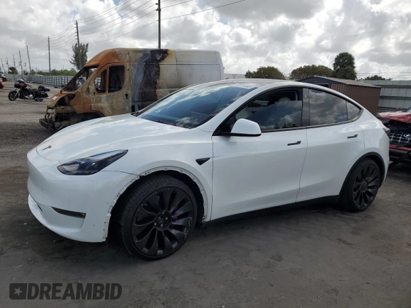 2022 Tesla Model Y Performance with VIN 7SAYGDEFXNF510418, listed as a Copart auction lot 51131465 with 16,263 mi miles and Salvage Title. Bid and sale history available at DreamBid. Image 1.