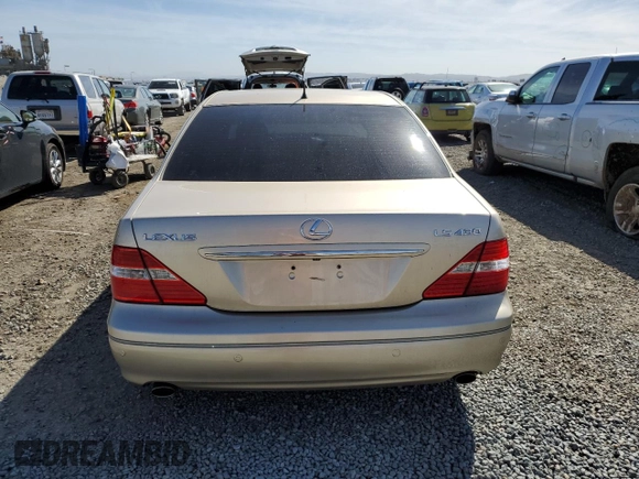 2004 Lexus LS 430 with VIN JTHBN36FX40145882, listed as a Copart auction lot 47638905 with 161,238 mi miles and Salvage Title. Bid and sale history available at DreamBid. Image 6.