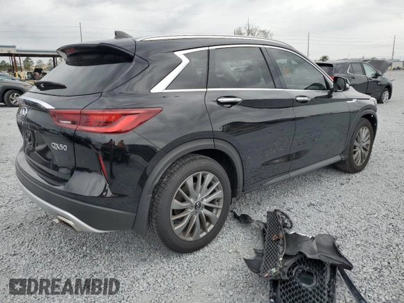 2024 Infiniti QX50 Luxe with VIN 3PCAJ5BA7RF104746, listed as a Copart auction lot 87662355 with 3,024 mi miles and Salvage title. Bid and sale history available at DreamBid. Image 3.