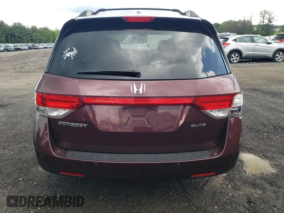 2015 Honda Odyssey Touring Elite with VIN 5FNRL5H98FB033336, listed as a Copart auction lot 57092355 with 186,046 mi miles and Salvage title. Bid and sale history available at DreamBid. Image 6.